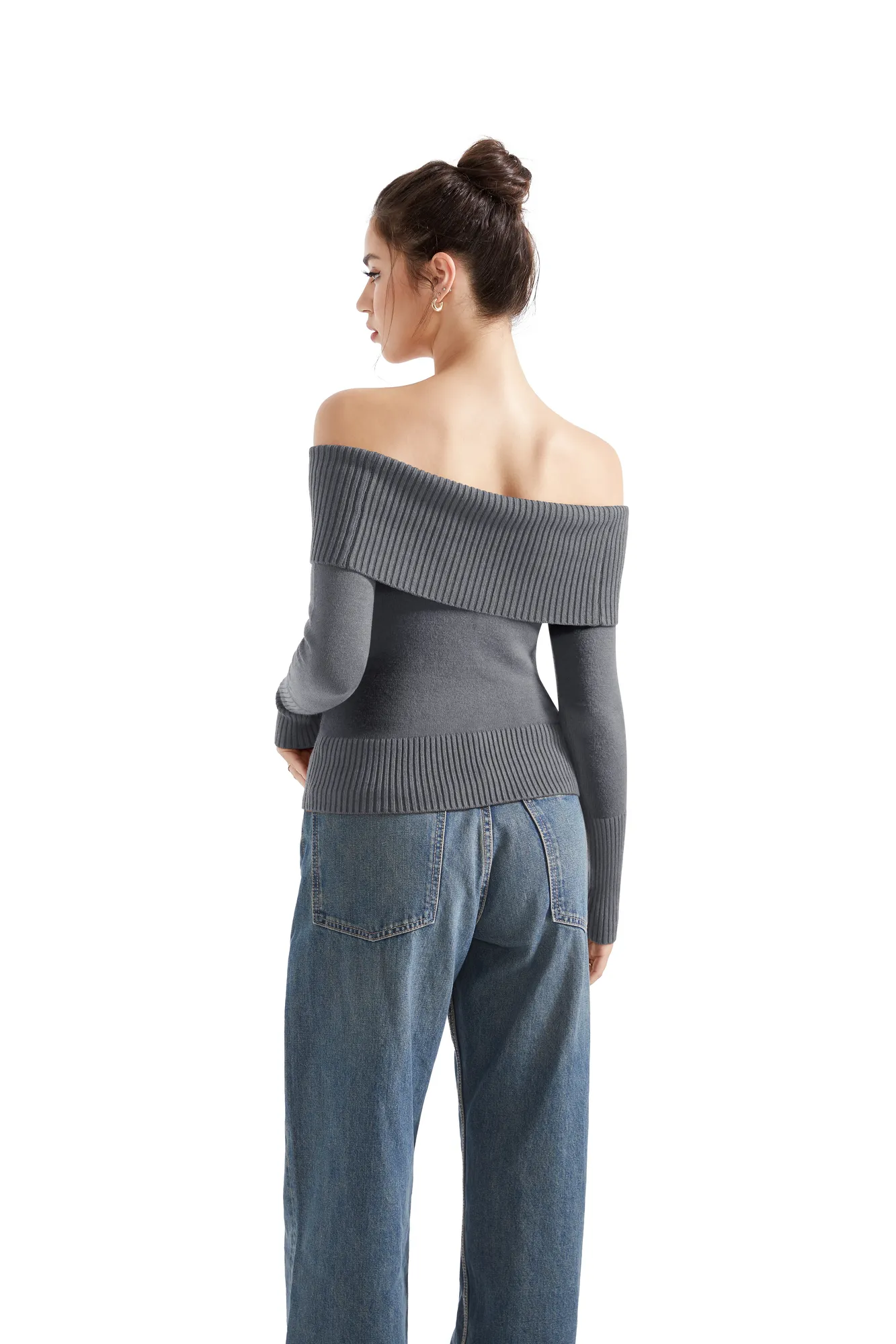 Ribbed Off Shoulder Shirt - Long Sleeve - Image 40