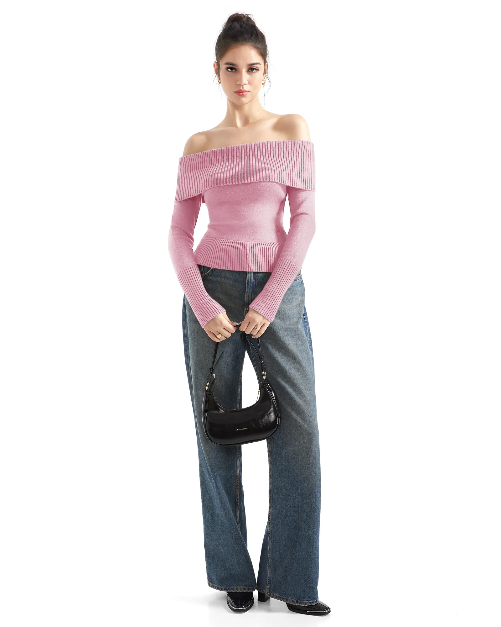 Ribbed Off Shoulder Shirt - Long Sleeve - Image 44