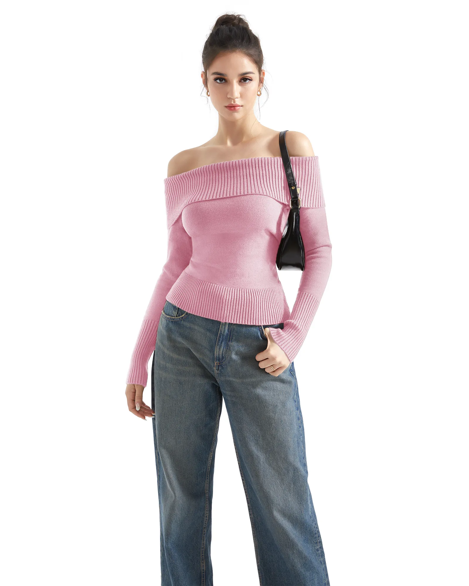 Ribbed Off Shoulder Shirt - Long Sleeve - Image 45