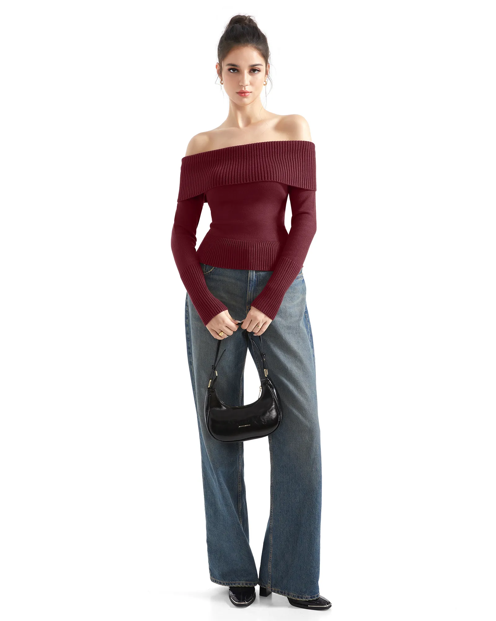 Ribbed Off Shoulder Shirt - Long Sleeve - Image 57