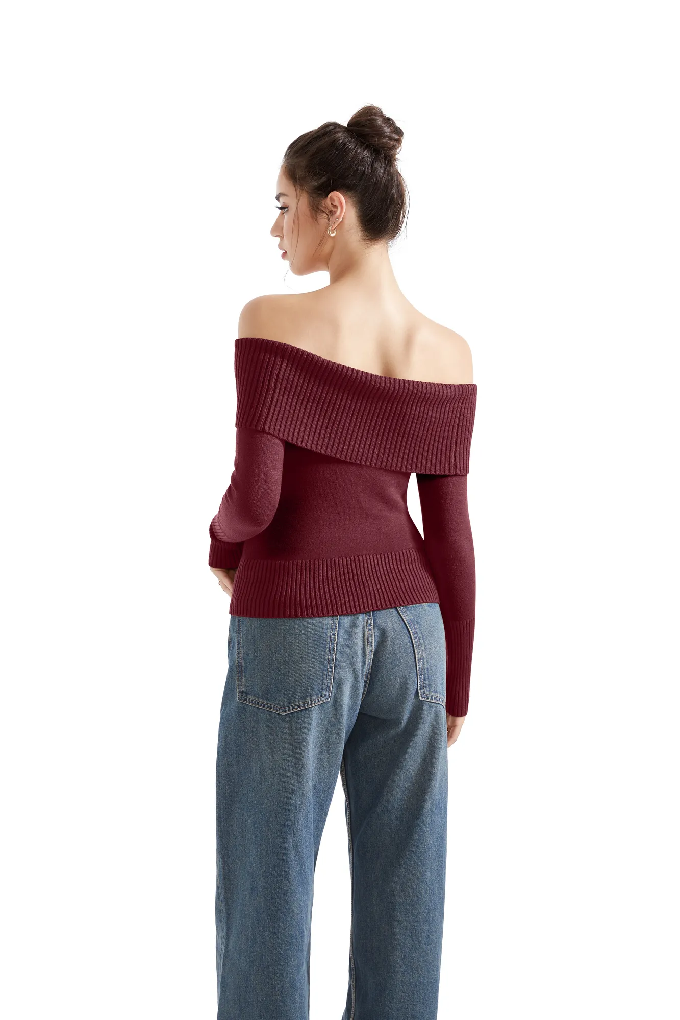 Ribbed Off Shoulder Shirt - Long Sleeve - Image 58