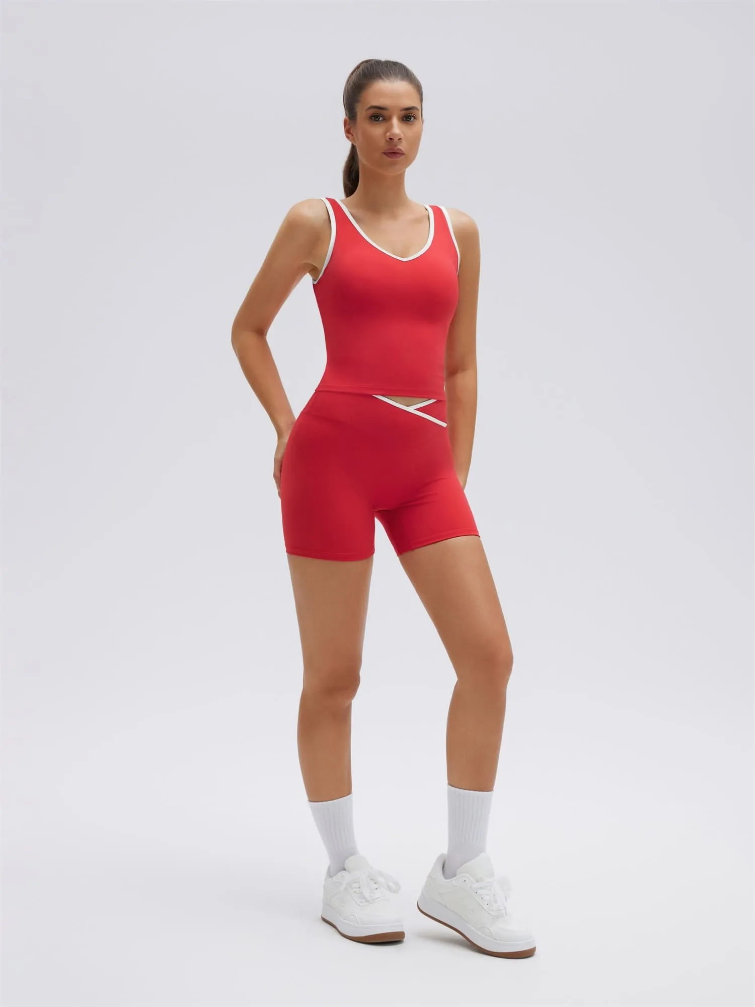 Built in Bra Yoga Tank Top 2 Piece Workout Sets - Image 25