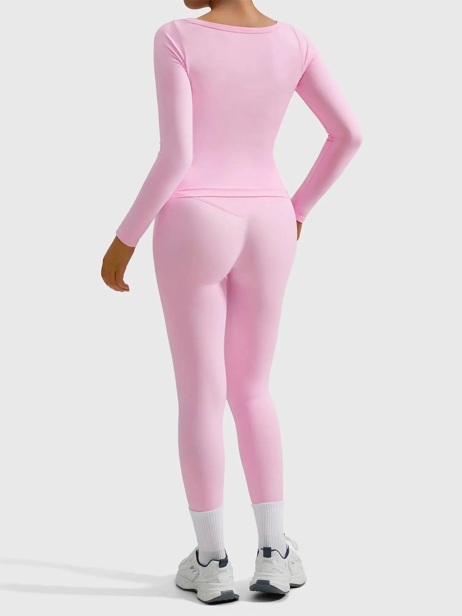 Scoop neck Seamless Leggings 2 Piece Workout Sets - Image 11