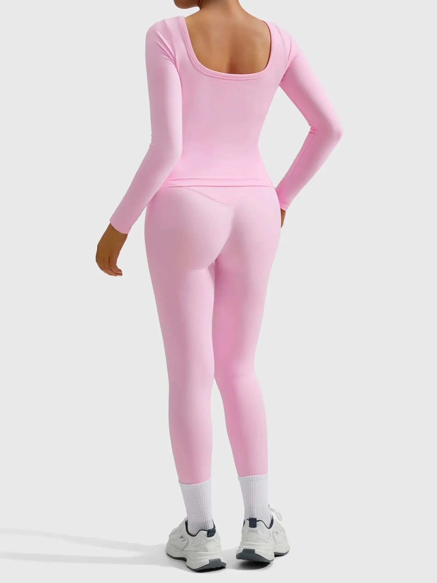 Scoop neck Seamless Leggings 2 Piece Workout Sets - Image 12