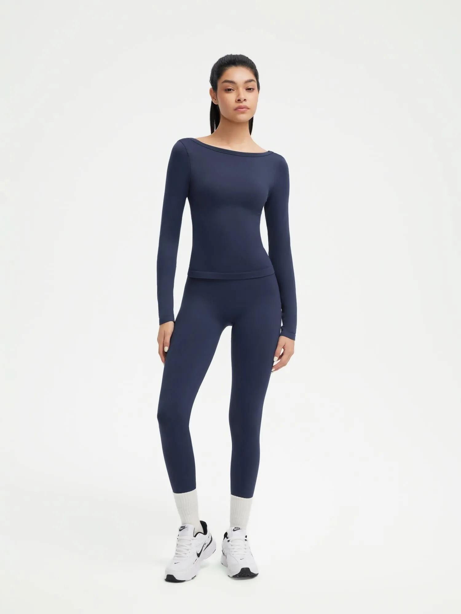 Scoop neck Seamless Leggings 2 Piece Workout Sets - Image 17