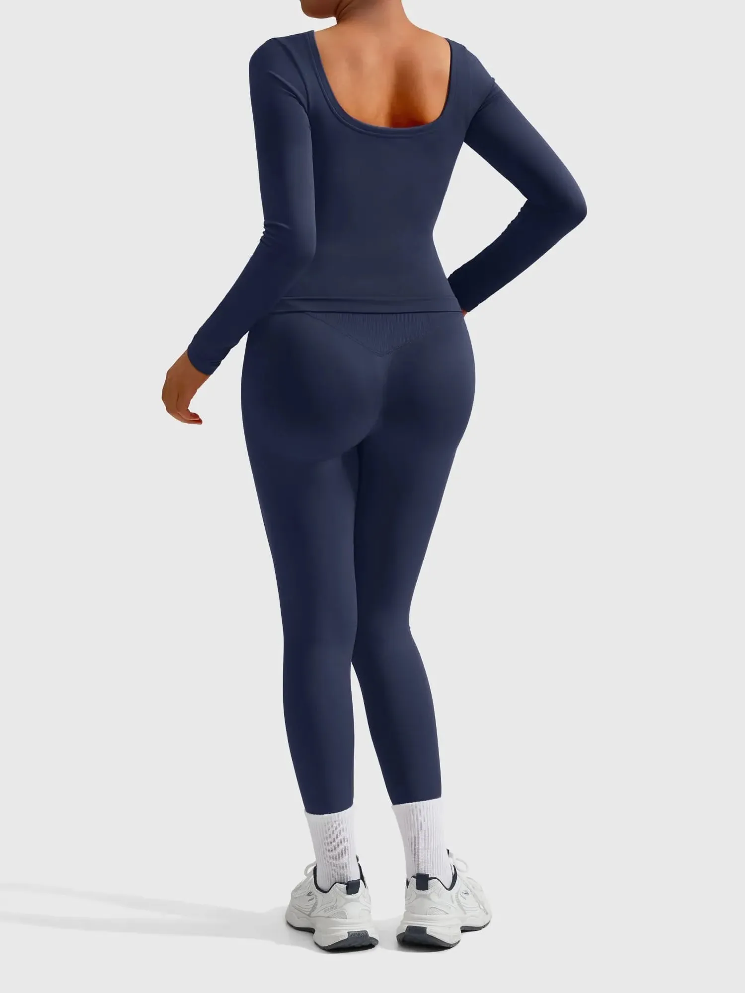 Scoop neck Seamless Leggings 2 Piece Workout Sets - Image 24