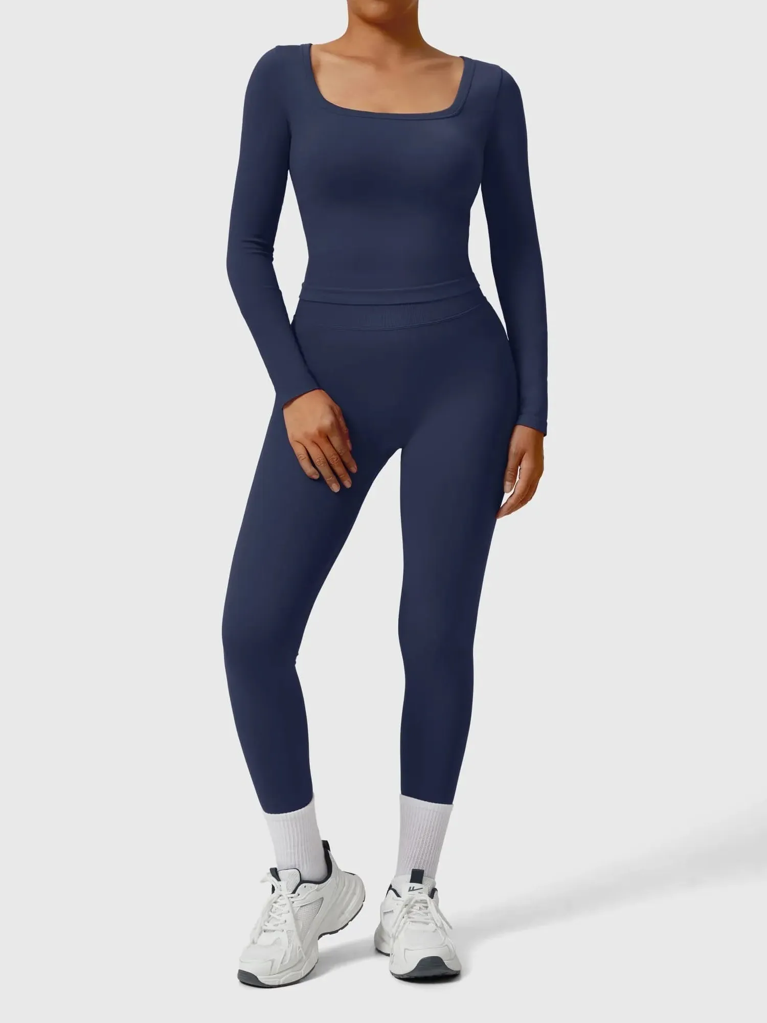 Scoop neck Seamless Leggings 2 Piece Workout Sets - Image 26