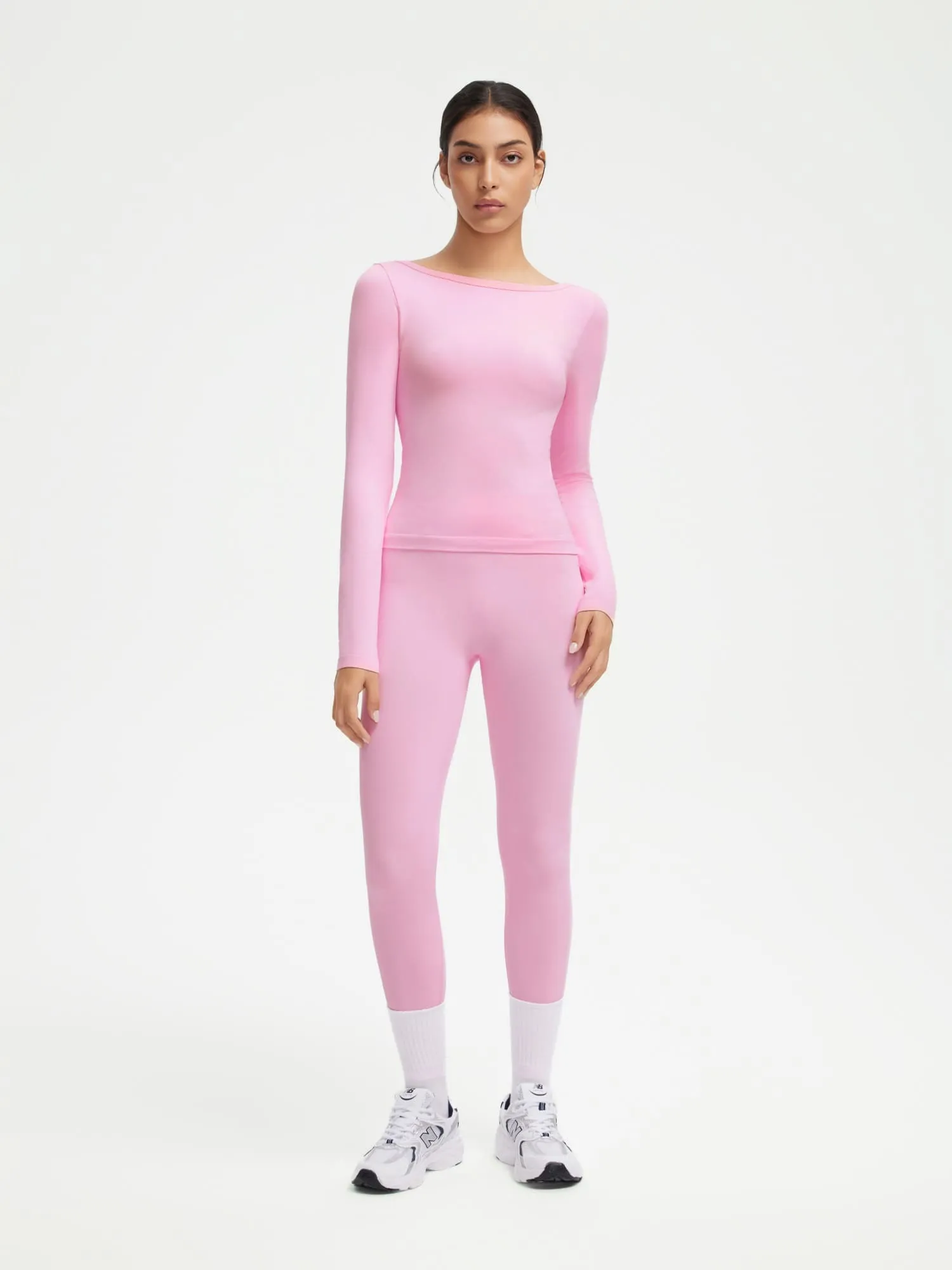 Scoop neck Seamless Leggings 2 Piece Workout Sets - Image 3