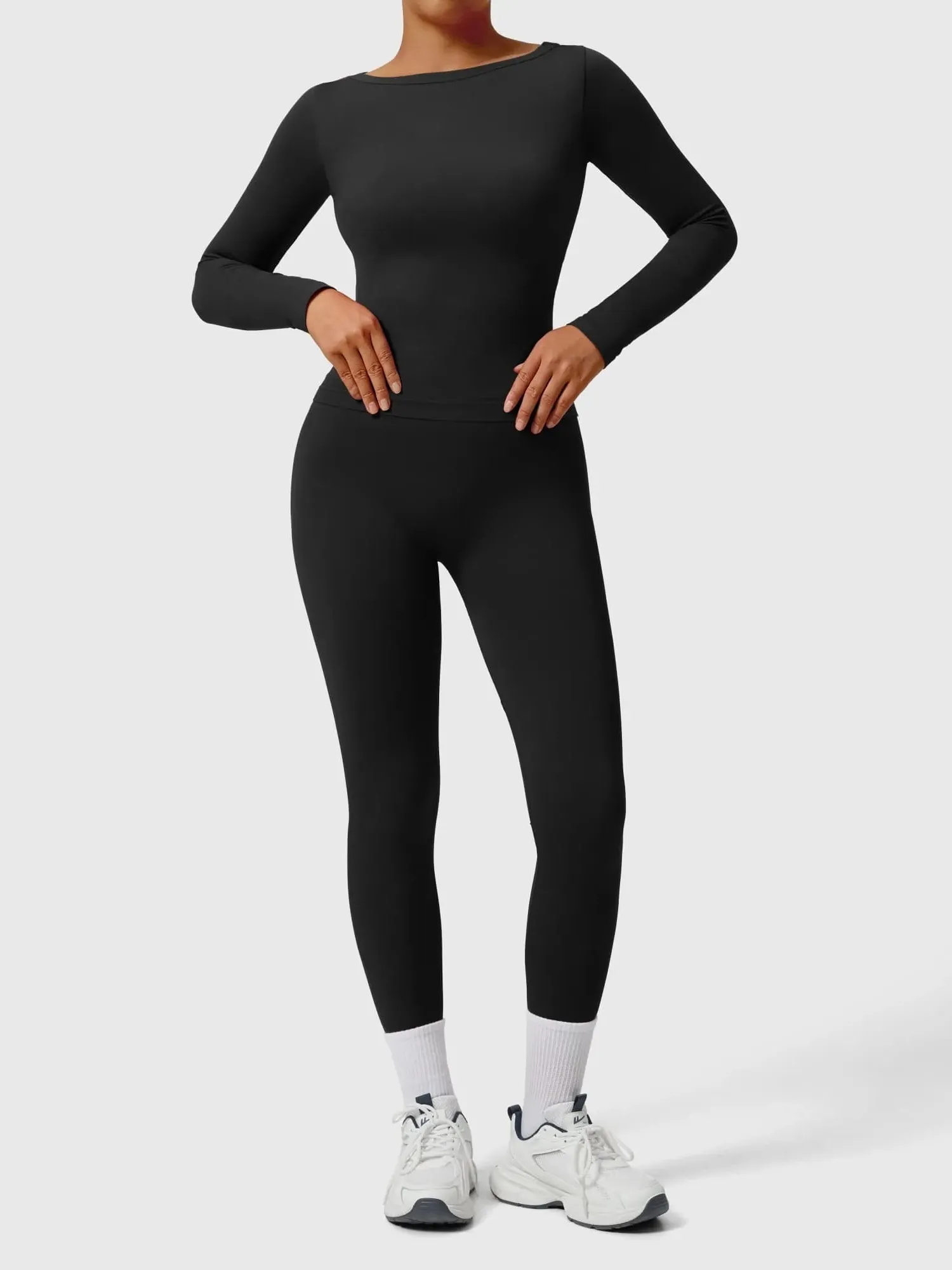 Scoop neck Seamless Leggings 2 Piece Workout Sets - Image 37
