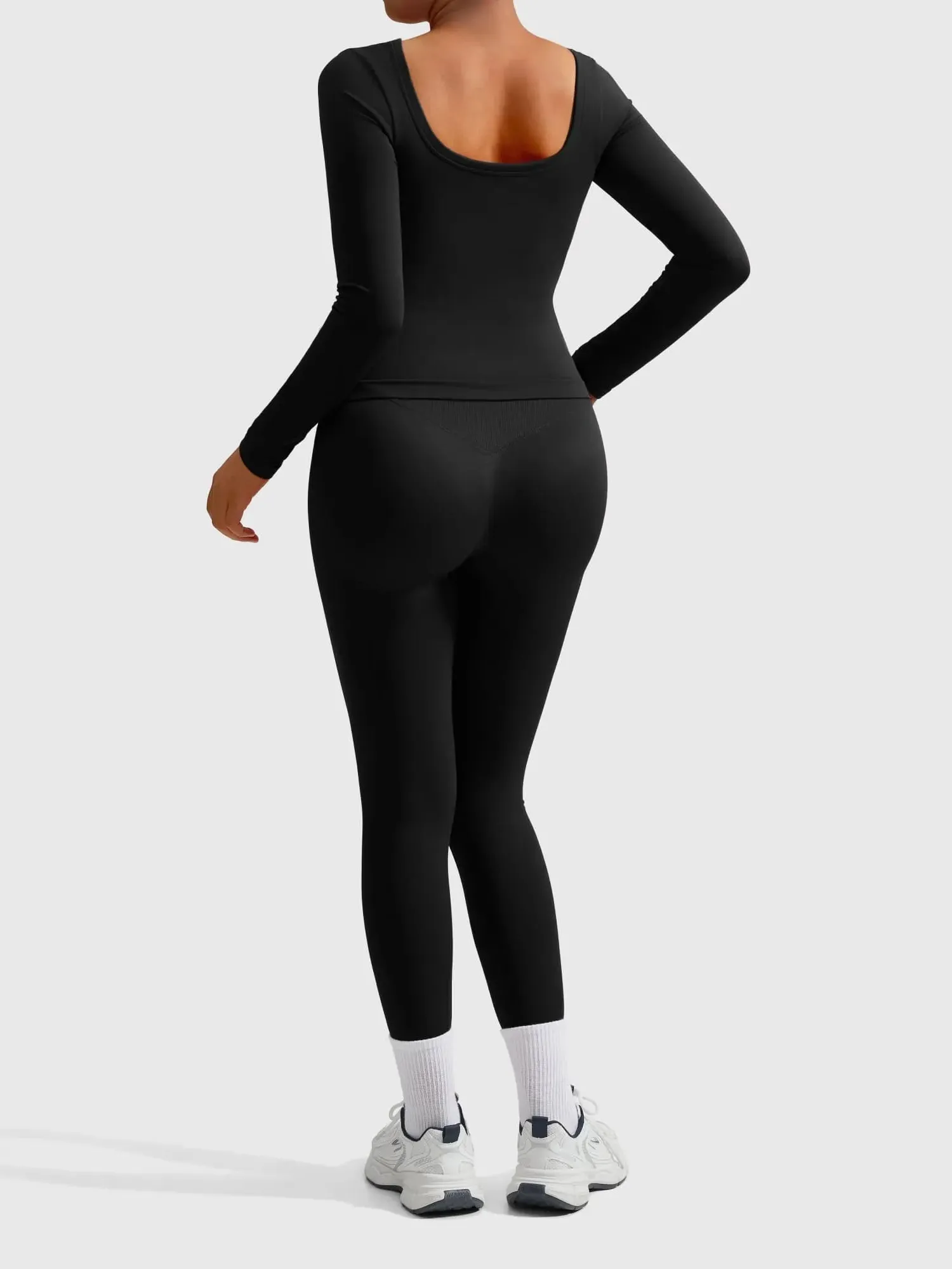 Scoop neck Seamless Leggings 2 Piece Workout Sets - Image 40