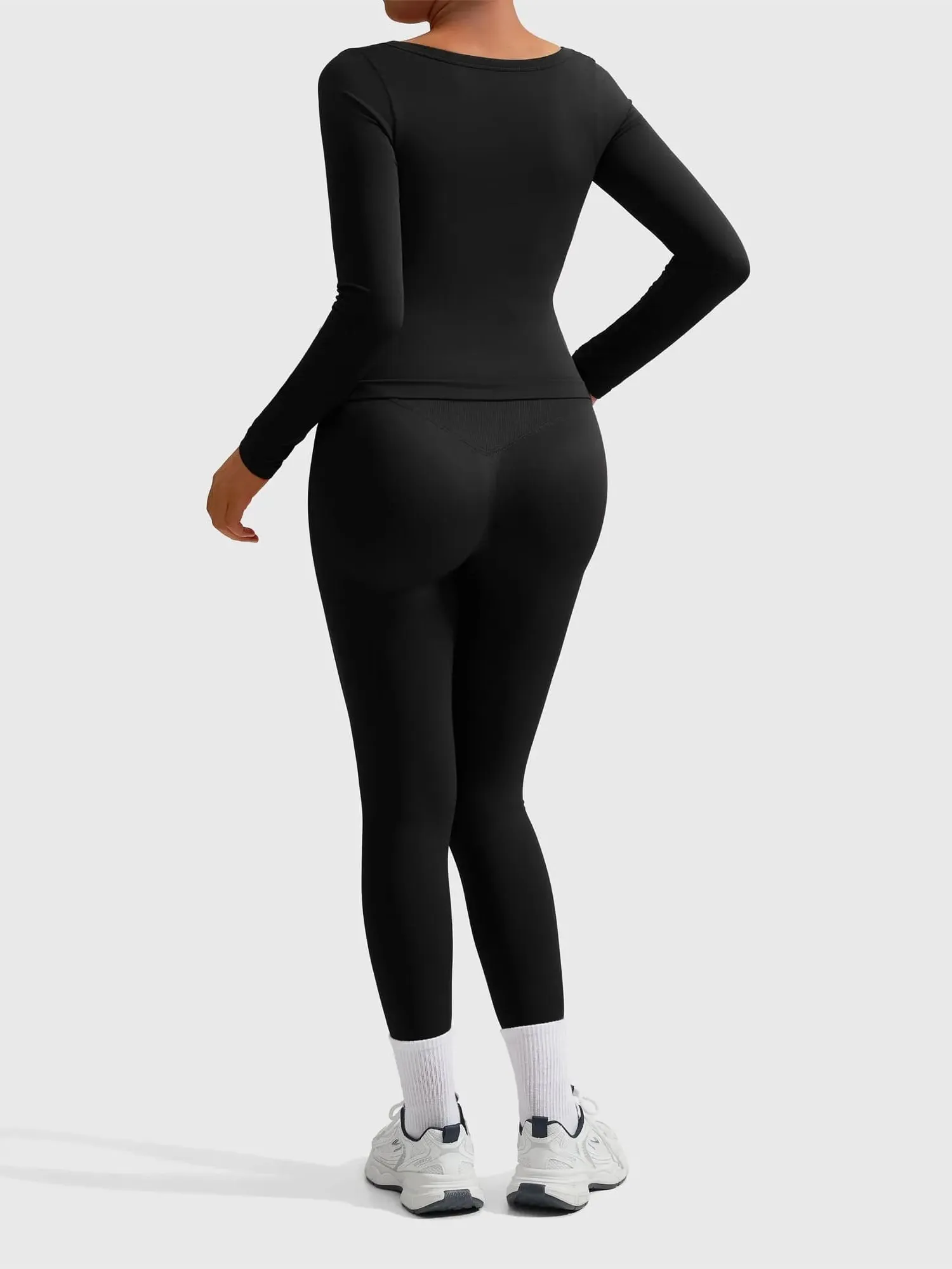 Scoop neck Seamless Leggings 2 Piece Workout Sets - Image 42