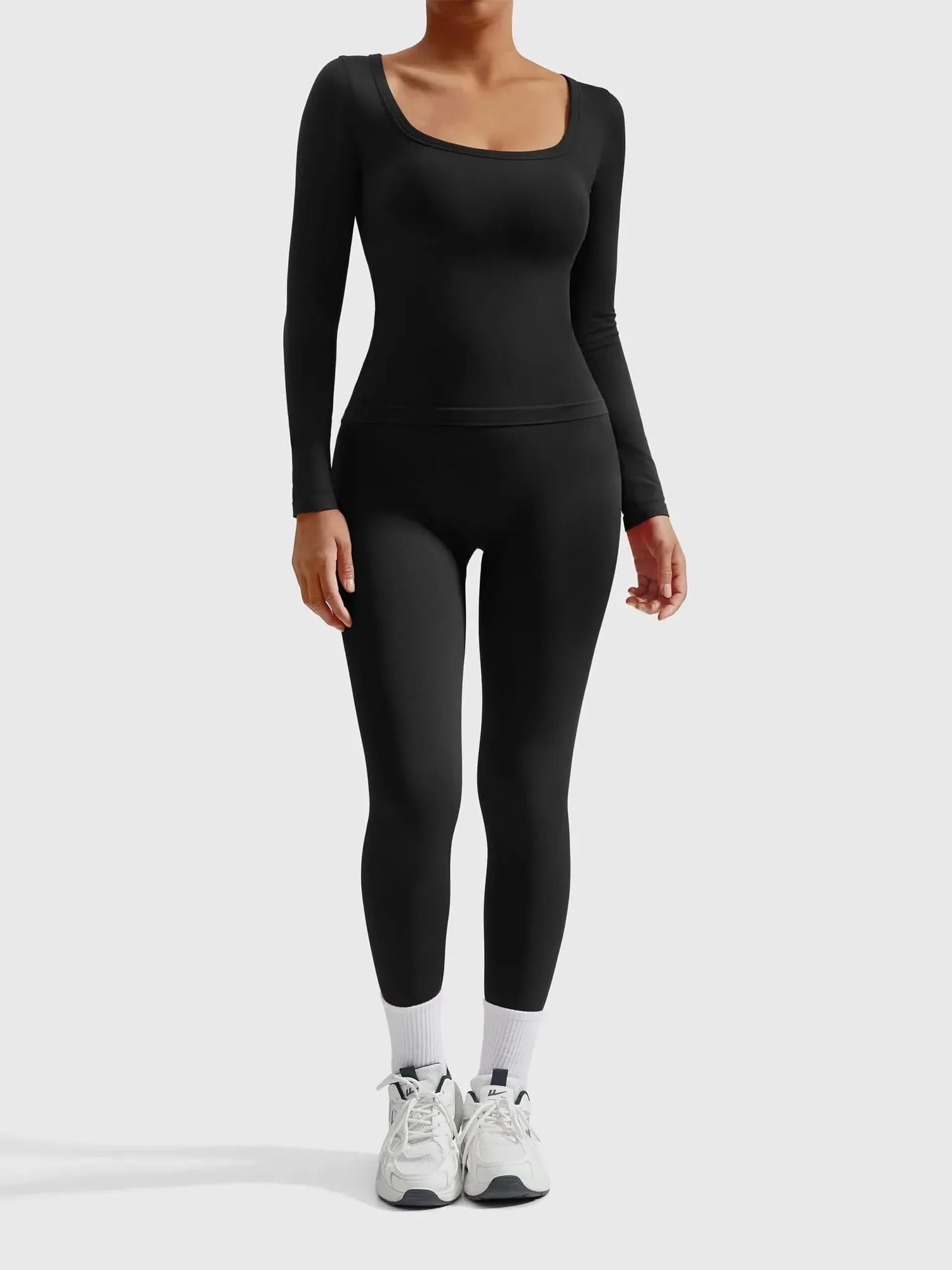 Scoop neck Seamless Leggings 2 Piece Workout Sets - Image 43