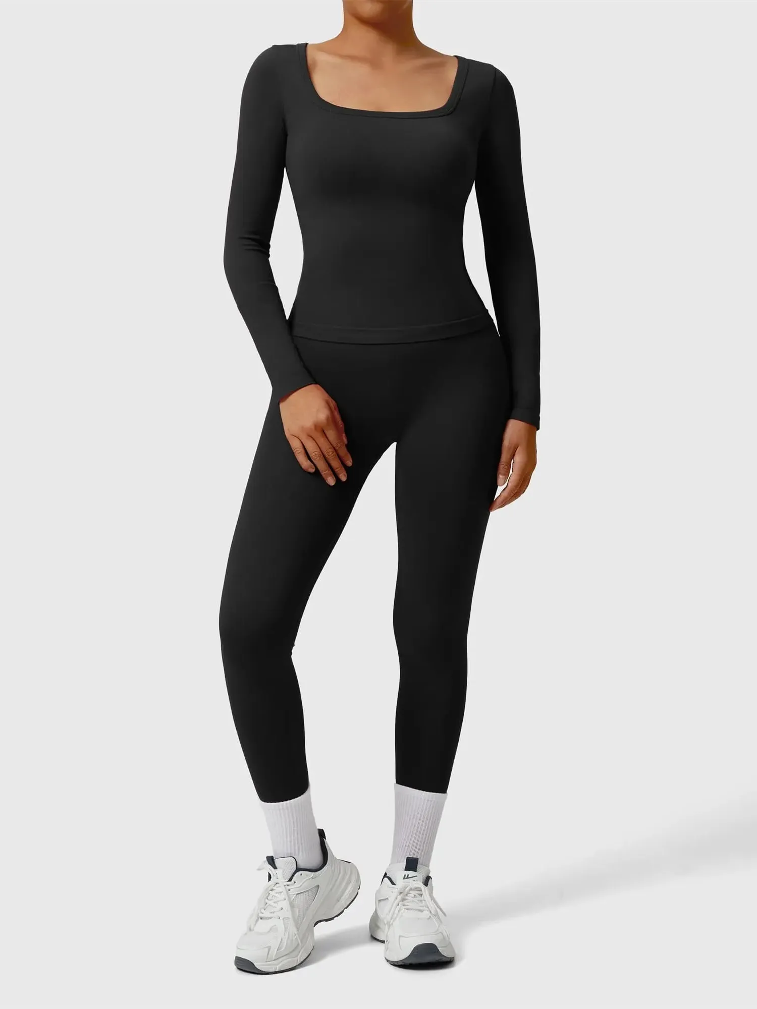 Scoop neck Seamless Leggings 2 Piece Workout Sets - Image 44