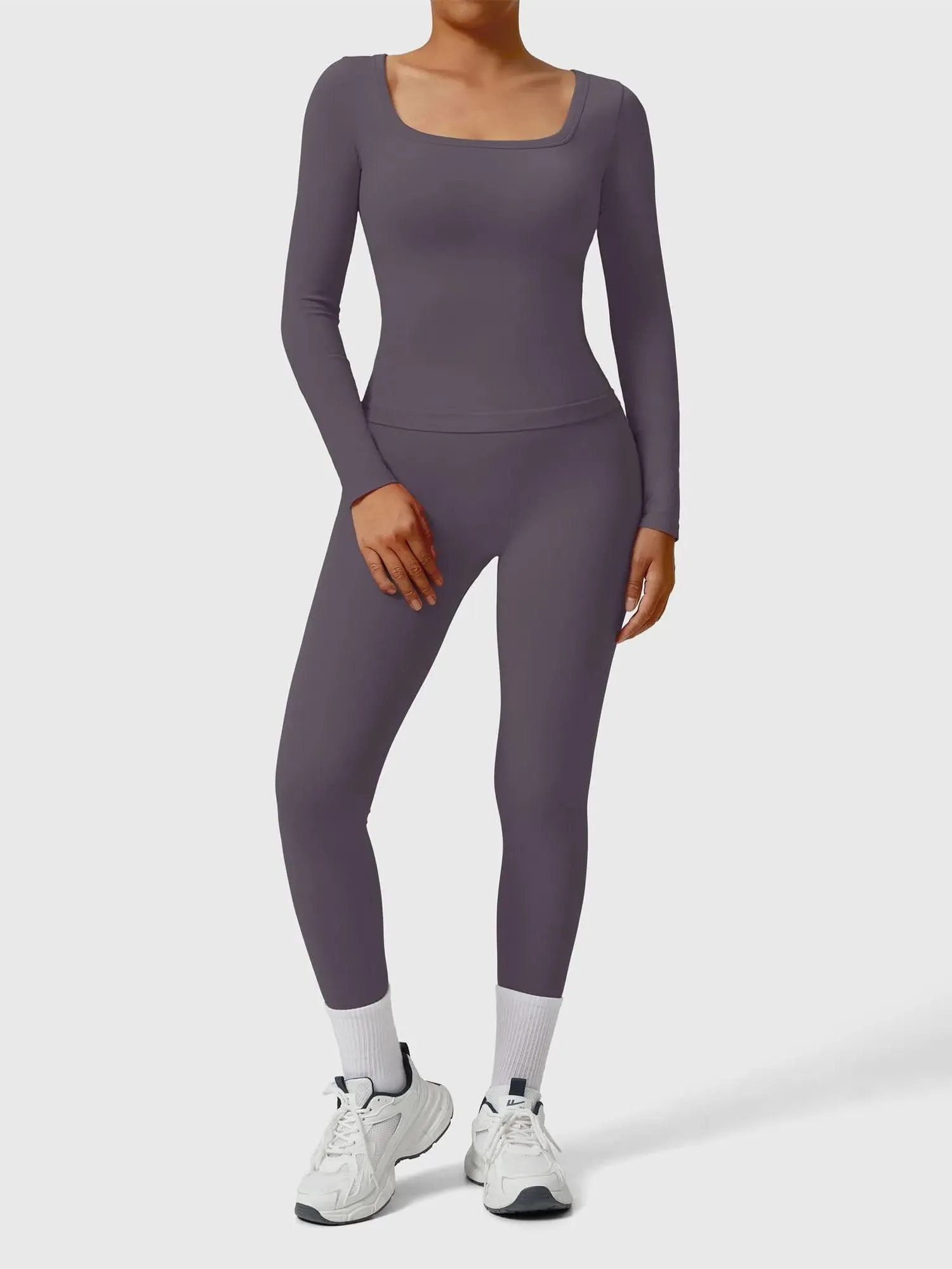 Scoop neck Seamless Leggings 2 Piece Workout Sets - Image 60