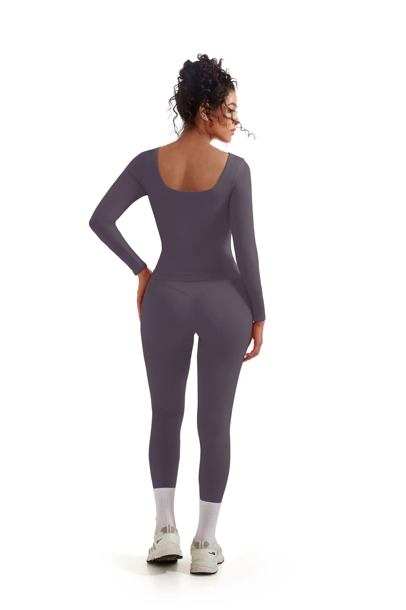 Scoop neck Seamless Leggings 2 Piece Workout Sets - Image 62
