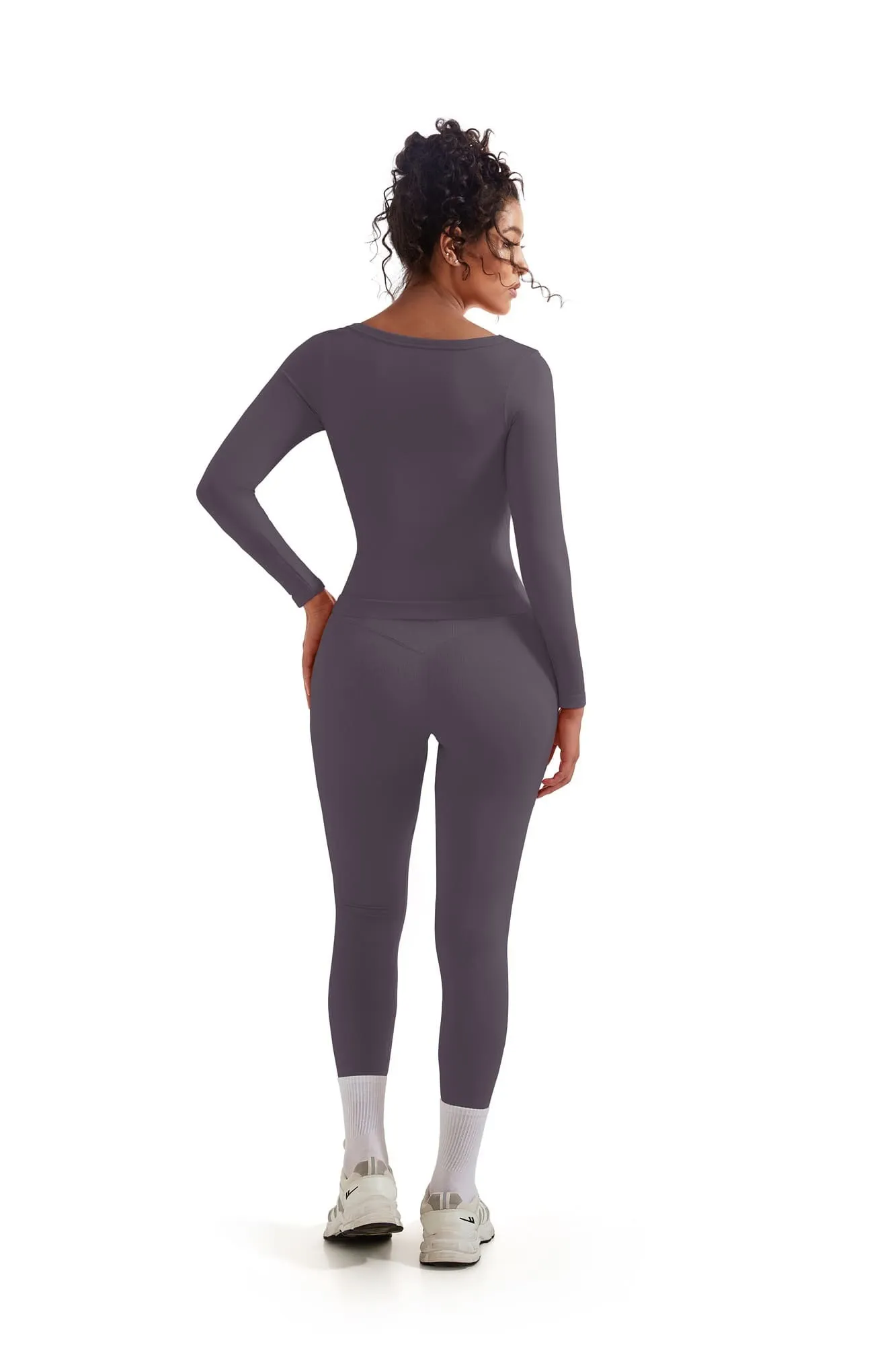 Scoop neck Seamless Leggings 2 Piece Workout Sets - Image 63