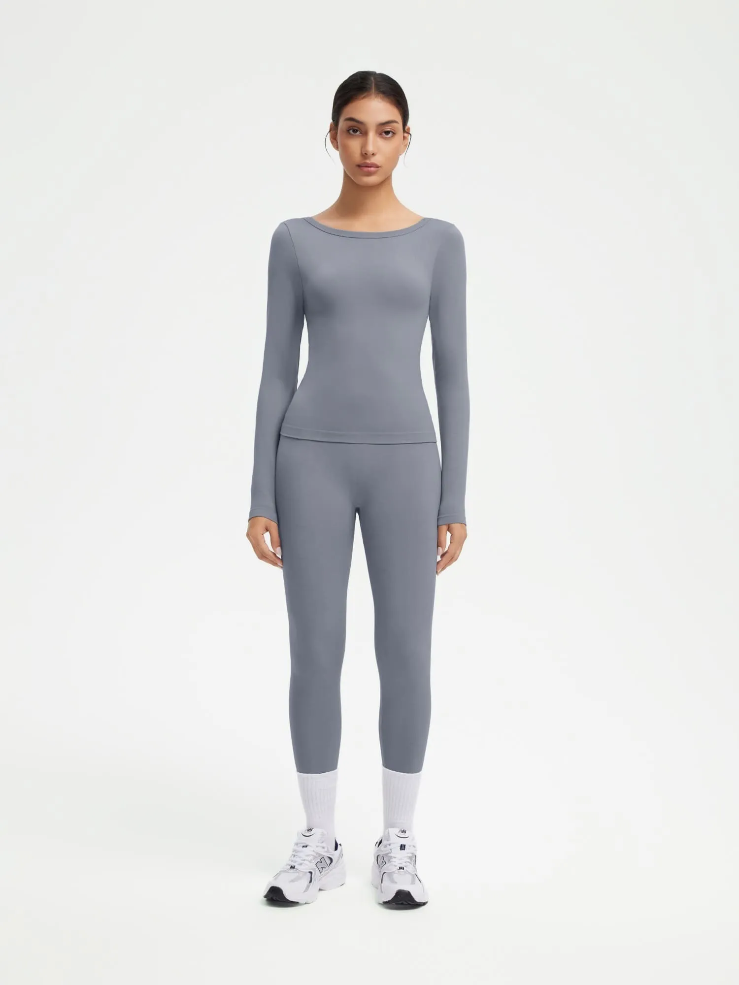 Scoop neck Seamless Leggings 2 Piece Workout Sets - Image 64