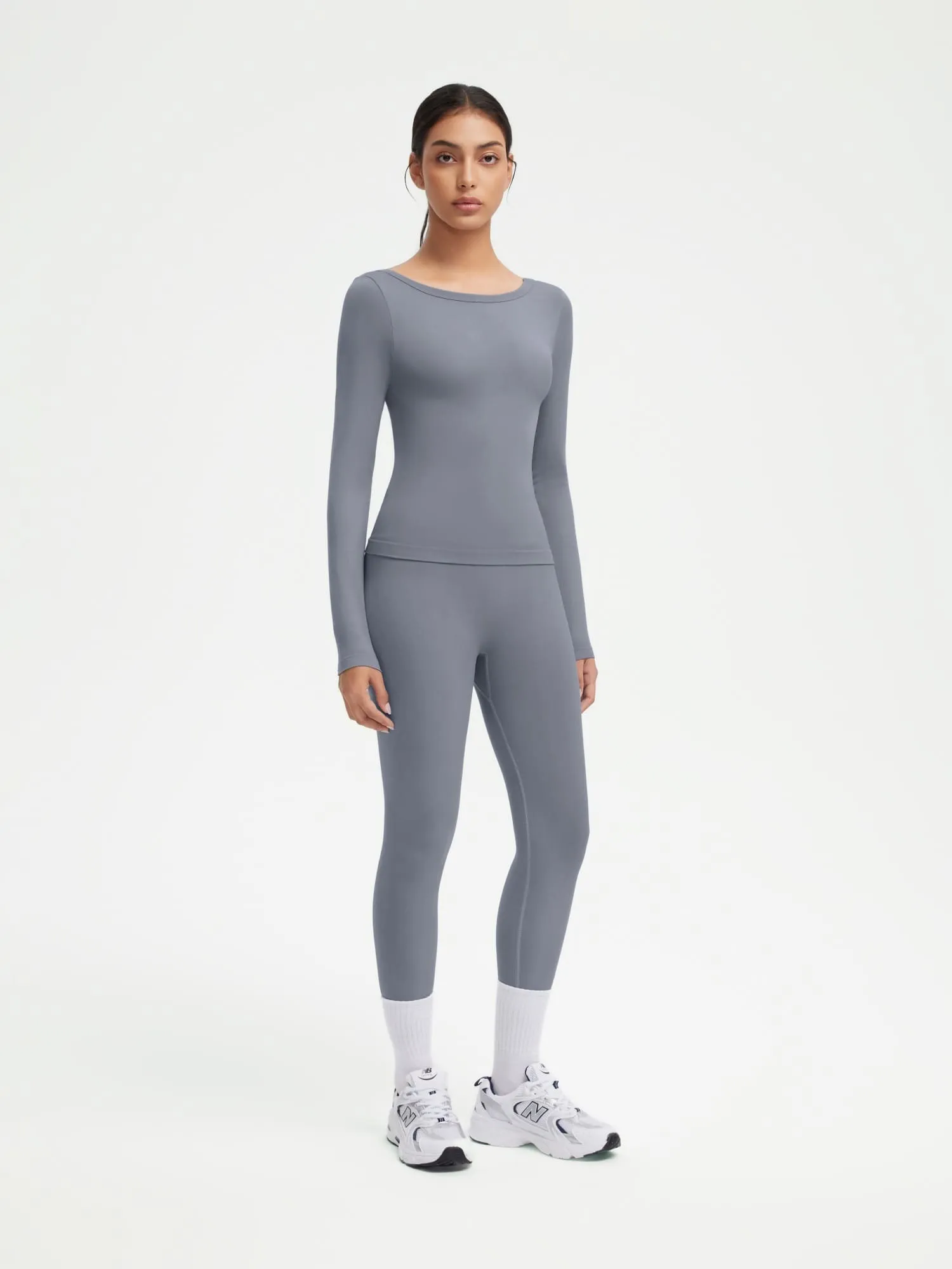 Scoop neck Seamless Leggings 2 Piece Workout Sets - Image 65