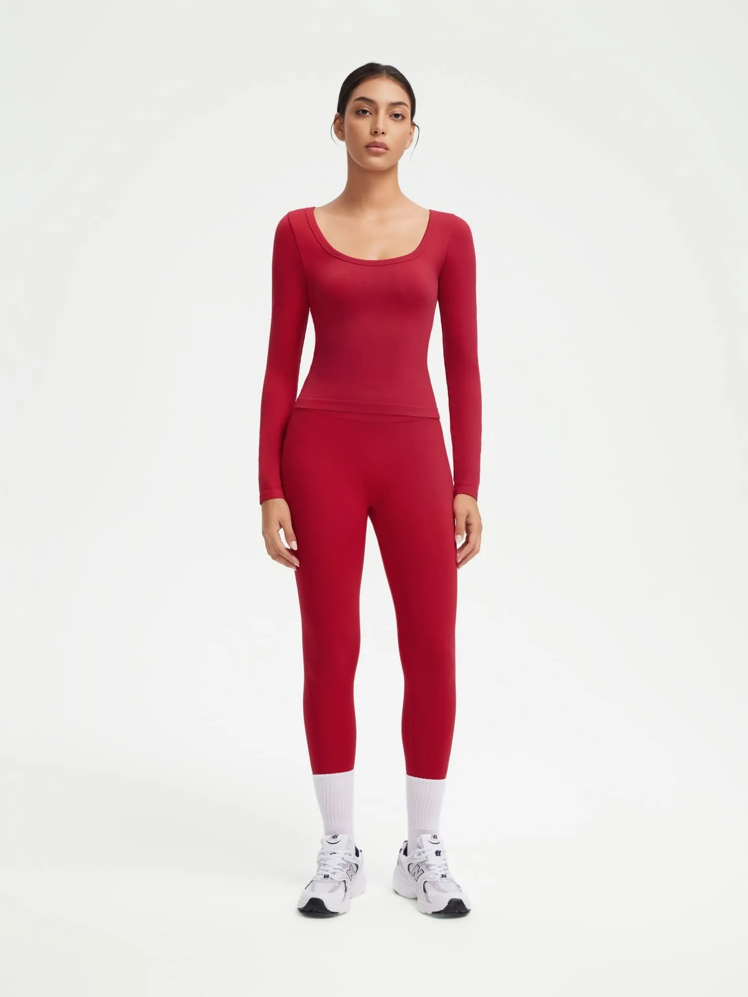 Scoop neck Seamless Leggings 2 Piece Workout Sets - Image 79