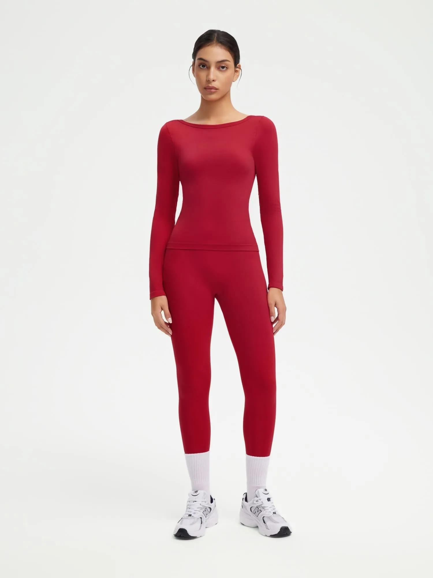 Scoop neck Seamless Leggings 2 Piece Workout Sets - Image 80