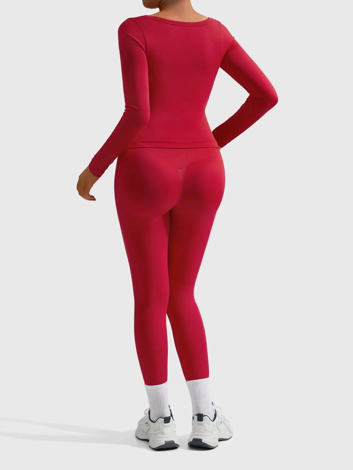 Scoop neck Seamless Leggings 2 Piece Workout Sets - Image 87