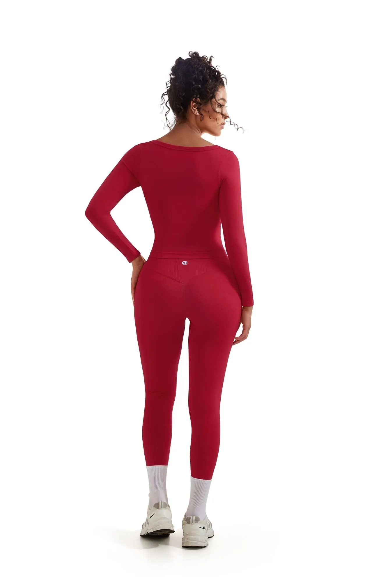 Scoop neck Seamless Leggings 2 Piece Workout Sets - Image 92