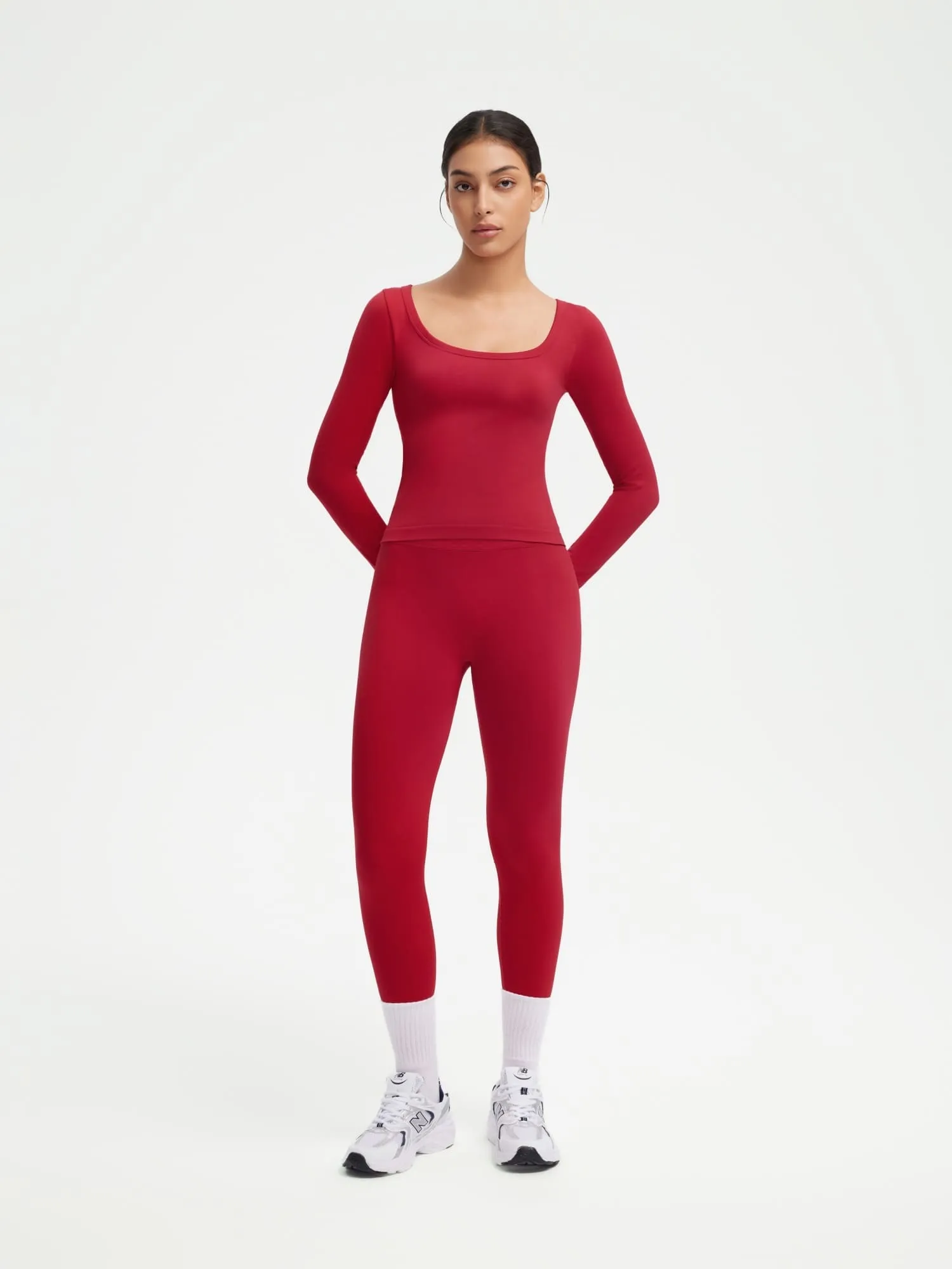 Scoop neck Seamless Leggings 2 Piece Workout Sets - Image 93