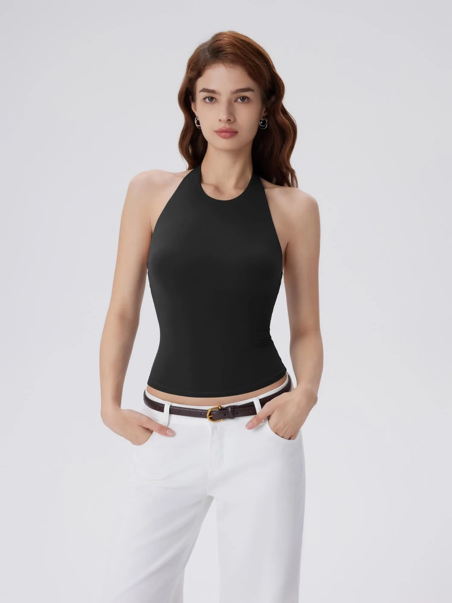 Padded Backless Halter Tank Tops - Image 3