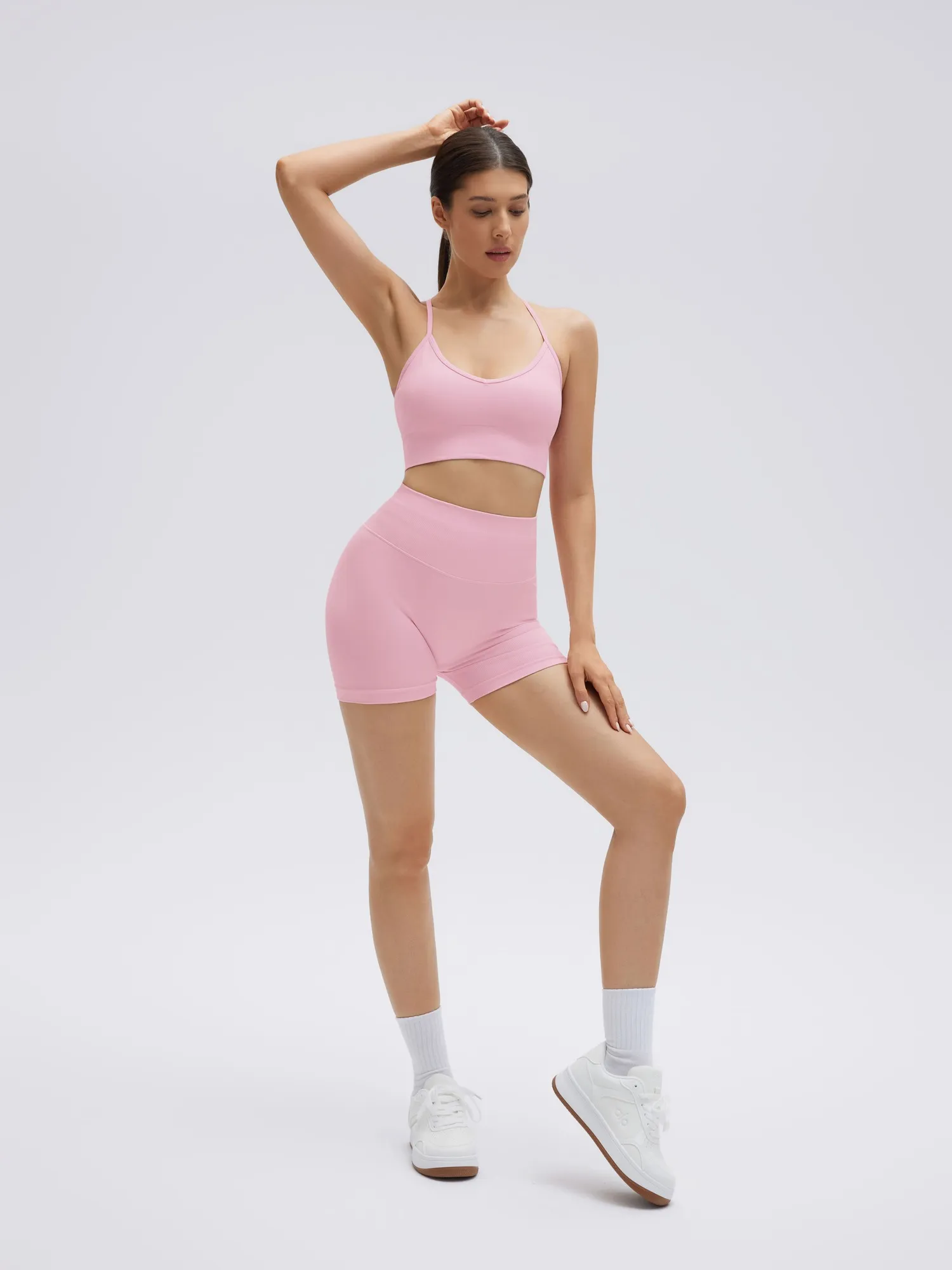 Criss Cross Sports Bra Seamless 2 Piece Workout Sets - Image 29