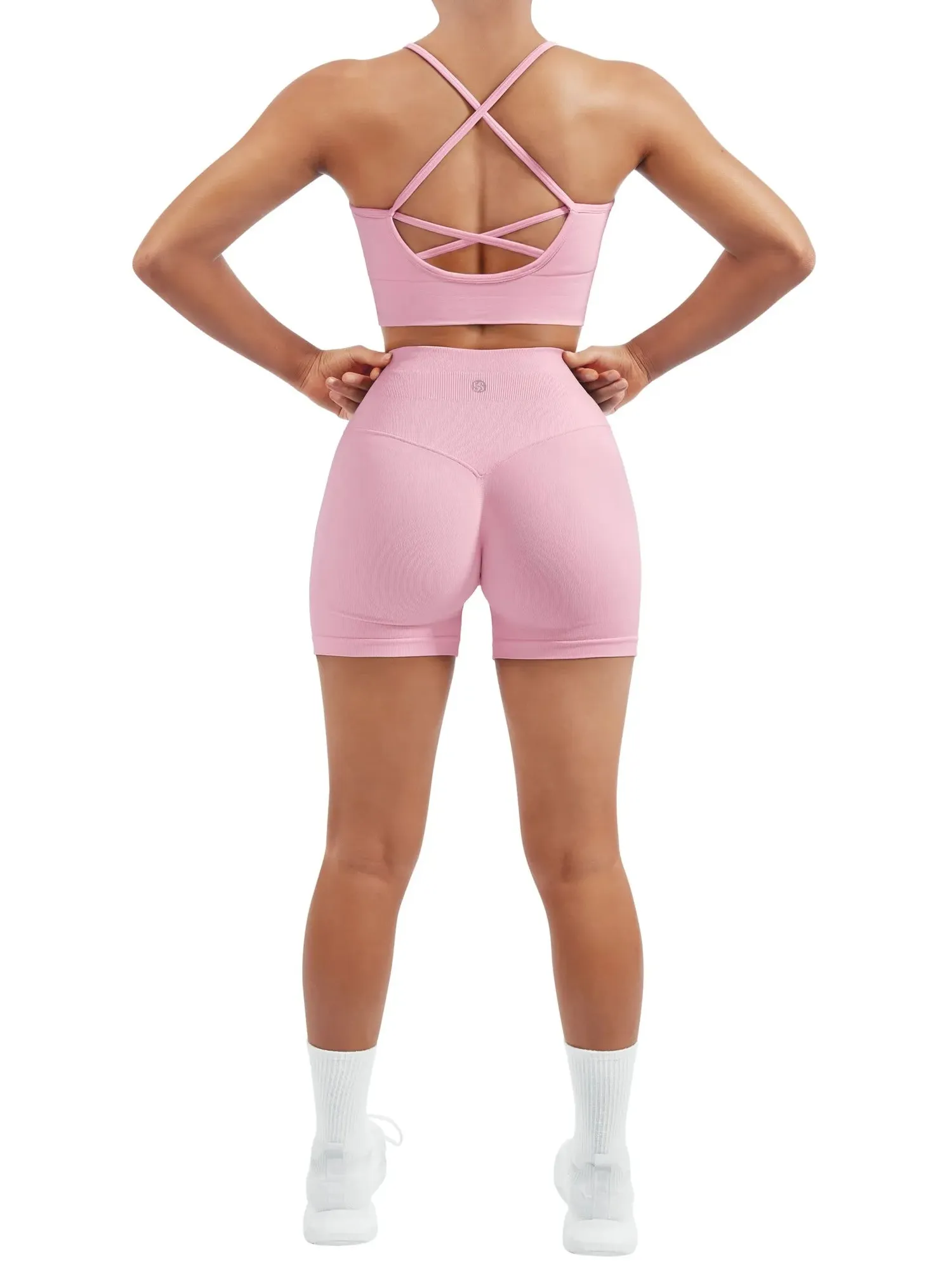 Criss Cross Sports Bra Seamless 2 Piece Workout Sets - Image 31