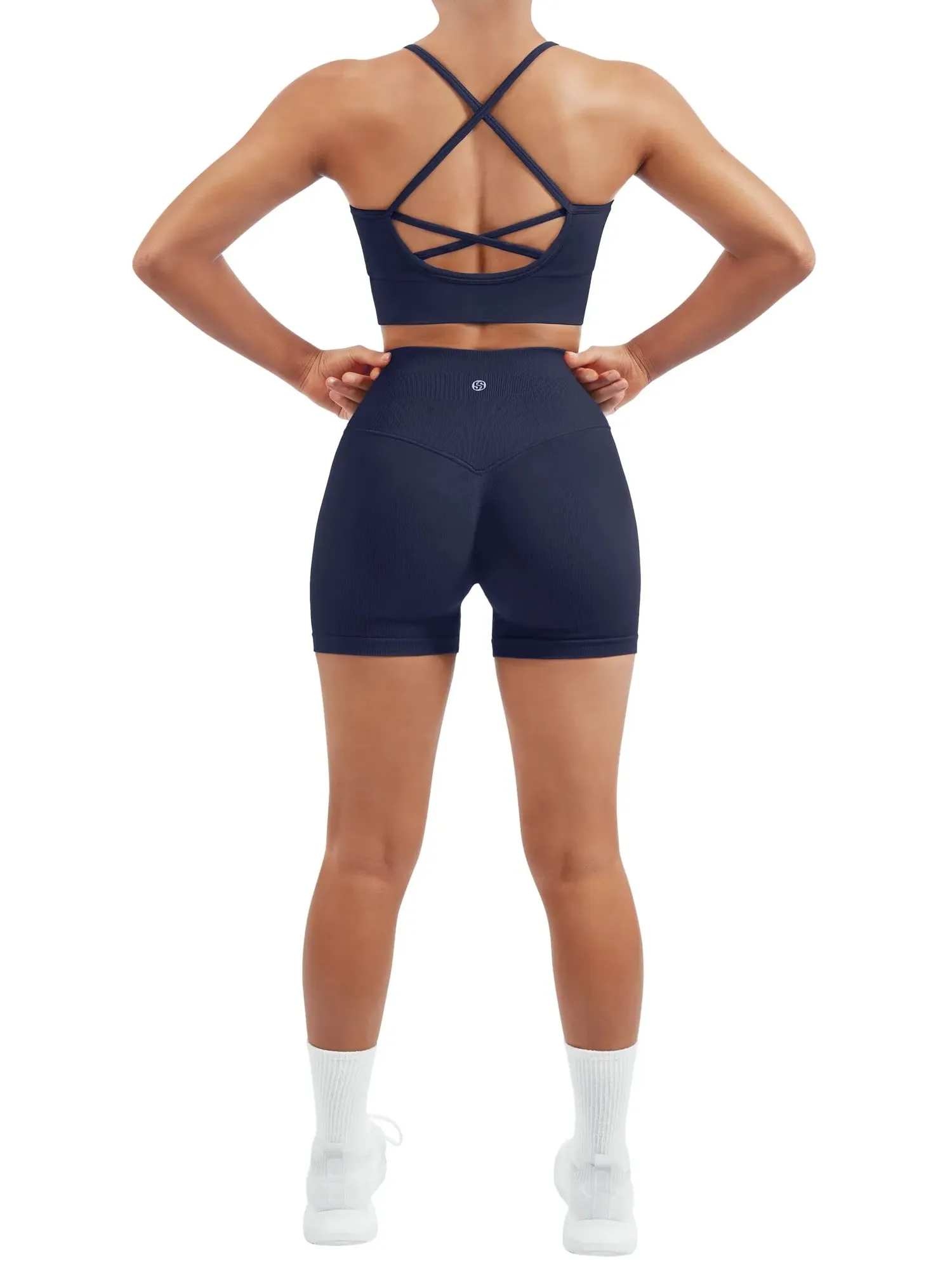Criss Cross Sports Bra Seamless 2 Piece Workout Sets - Image 38