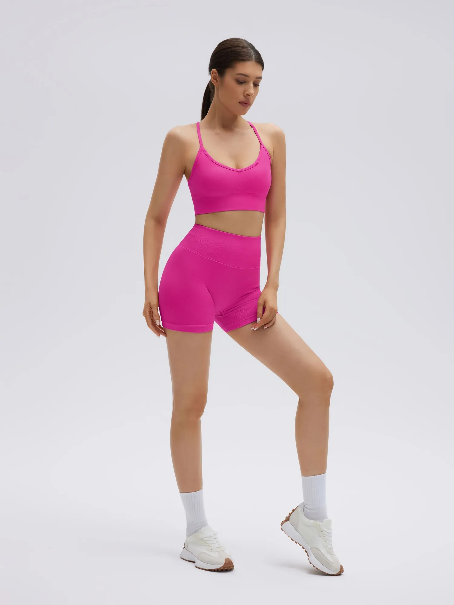 Criss Cross Sports Bra Seamless 2 Piece Workout Sets - Image 43