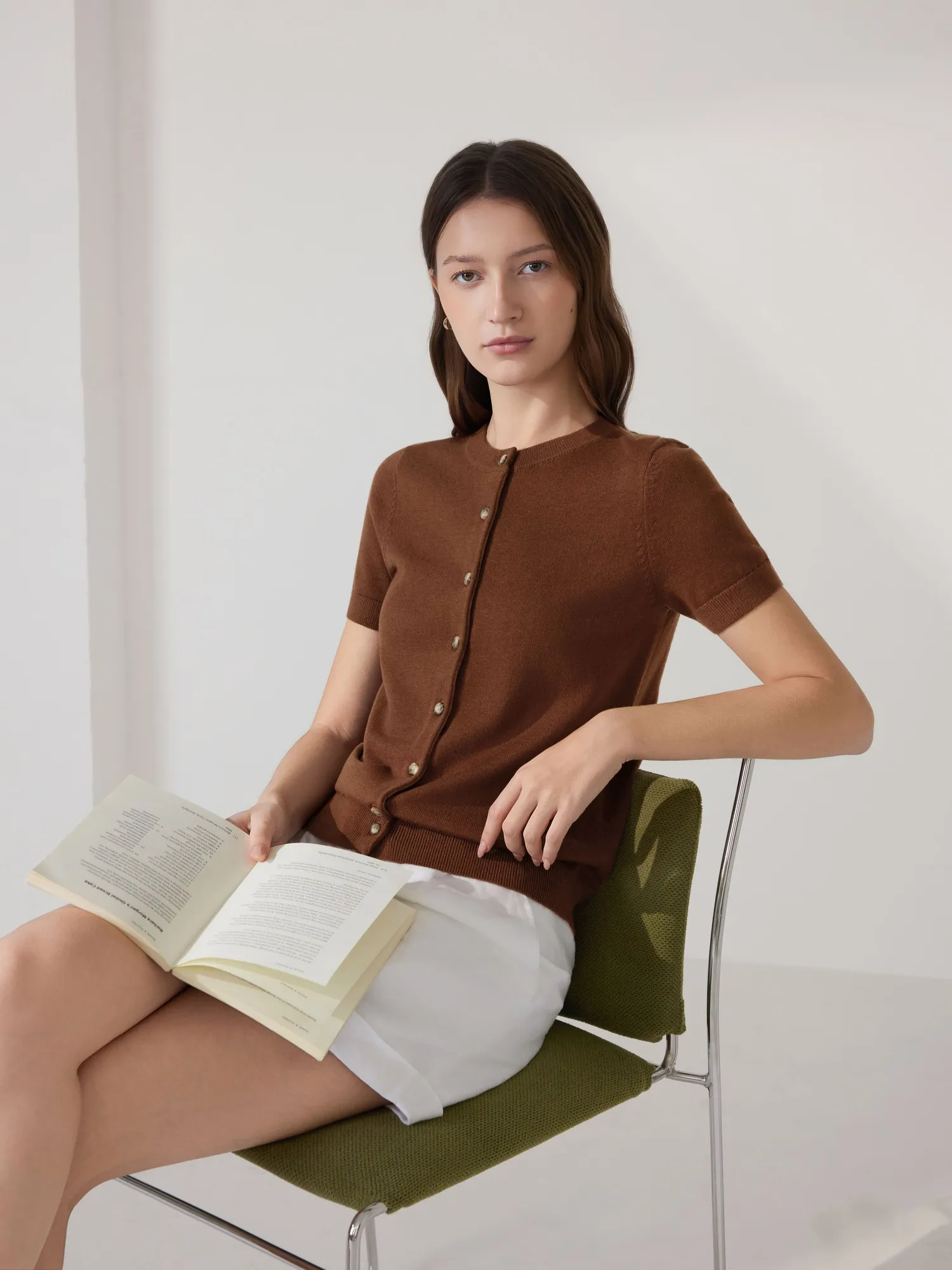 Cashmere Silk Blend Cardigan Spring Sweaters - Short Sleeve - Image 11