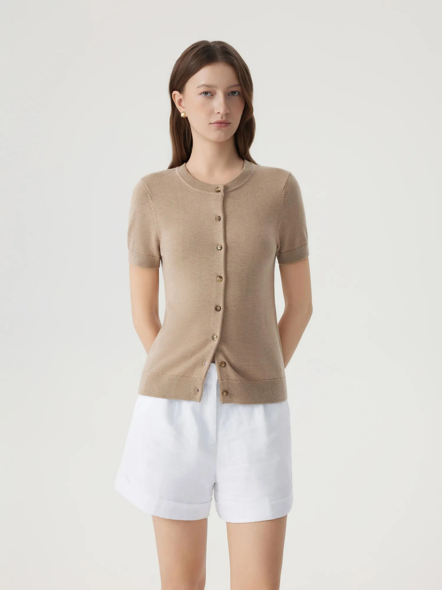 Cashmere Silk Blend Cardigan Spring Sweaters - Short Sleeve - Image 13