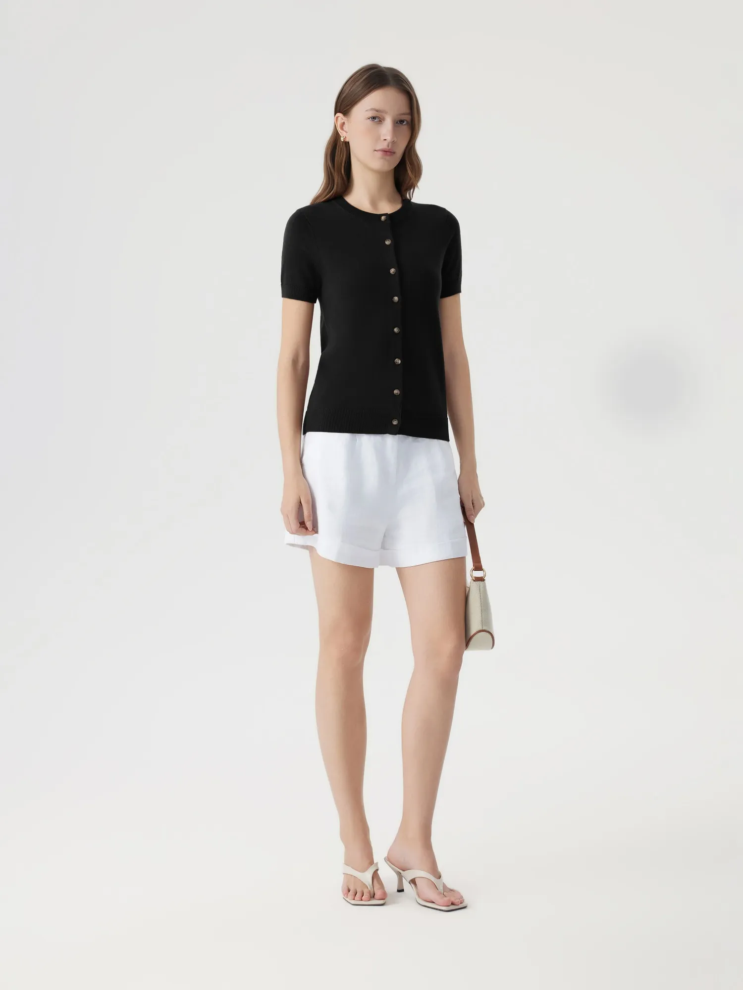 Cashmere Silk Blend Cardigan Spring Sweaters - Short Sleeve - Image 3