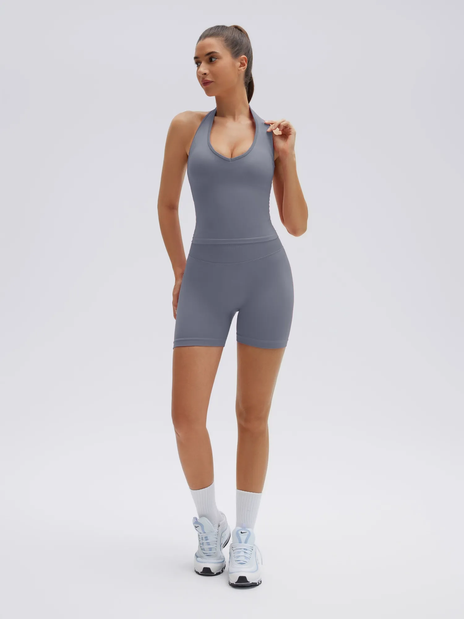 Backless Padded Halter 2 Piece Athletic Workout Sets - Image 19