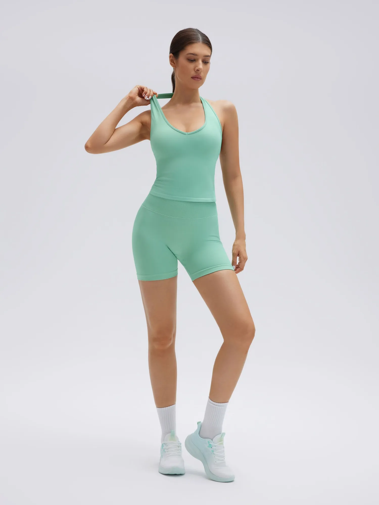 Backless Padded Halter 2 Piece Athletic Workout Sets - Image 28