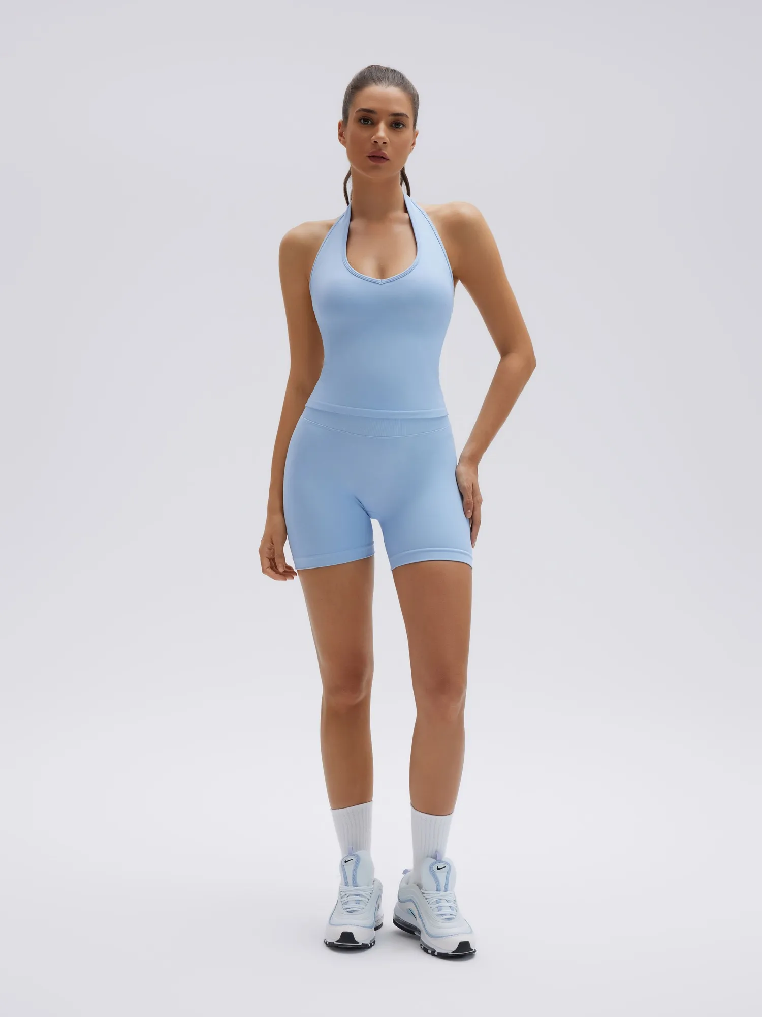 Backless Padded Halter 2 Piece Athletic Workout Sets - Image 49